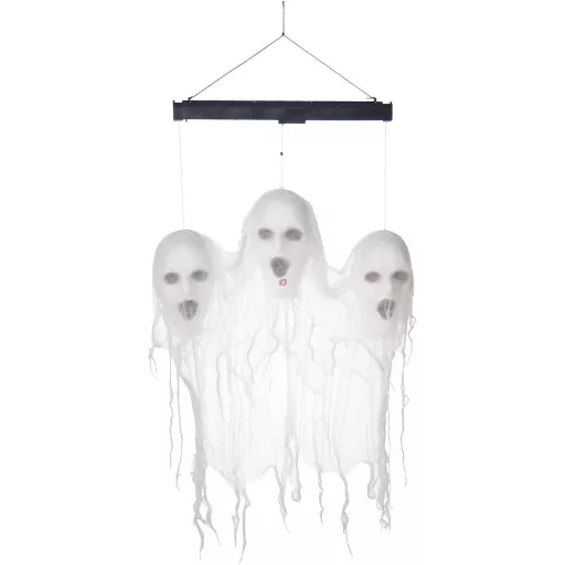 Animatronikus Halloweeni lebegő kísértetfejek hanggal és fénnyel 90 cm