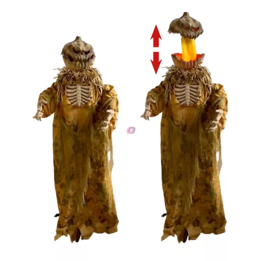 Animatronikus Halloweeni madárijesztő világító, hangot adó, mozgó  170 cm