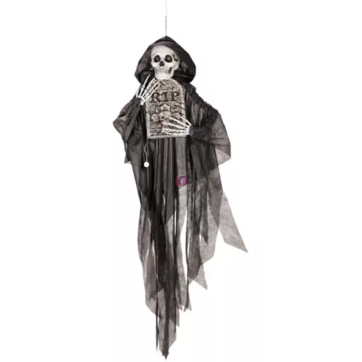 Animált Halloweeni csontváz sírkővel, mozgó, hangot ad,160 cm
