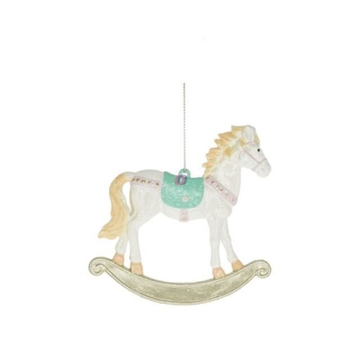 Hintaló akasztós, glitteres műanyag 10,9x1x10,4 cm pasztell