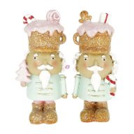   Diótörő cukorbottal, fenyővel álló poly 4x3x10 cm menta, halvány rózsaszín 2 féle