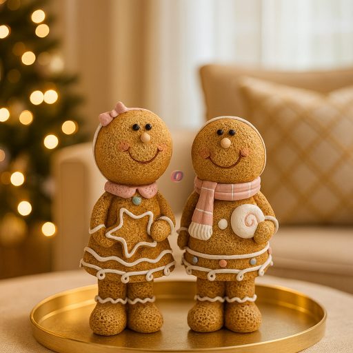 Mézeskalács figura fiú, lány nyalókával, csillaggal álló poly 4,5x3,5x9,5 cm barna, rózsaszín 2 féle