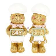   Mézeskalács figura szakácssapkában fiú, lány álló poly 5,5x4x13 cm barna, fehér 2 féle