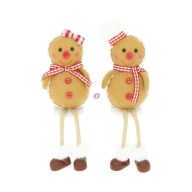   Mézeskalács figura lógólábú textil 5x4x18 cm bézs, piros 2 féle