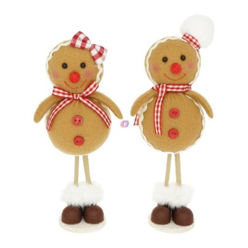 Mézeskalács figura álló textil 5,5x5x17 cm bézs, piros 2 féle