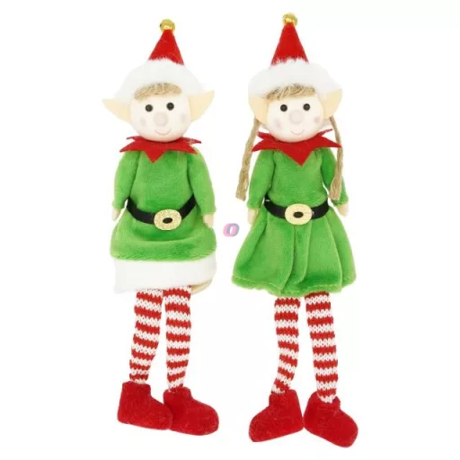 Manó fiú, lány, lógólábú textil 6x5x23 cm zöld, piros 2 féle