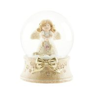   Rázógömb angyal csillaggal poly, üveg 6x4,5 cm bézs, arany