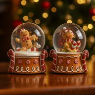   Rázógömb mézeskalács figurával (6,5 × 4,5 cm) – 2 féle kivitel