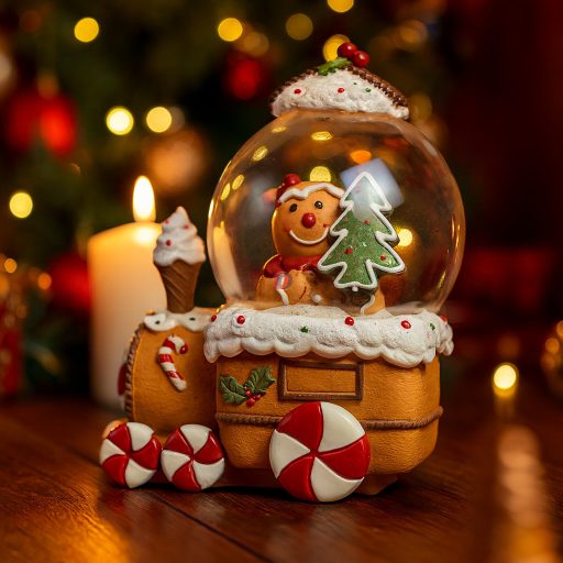 Rázógömb kisvonaton, mézeskaláccsal (11,5 × 9,7 cm)