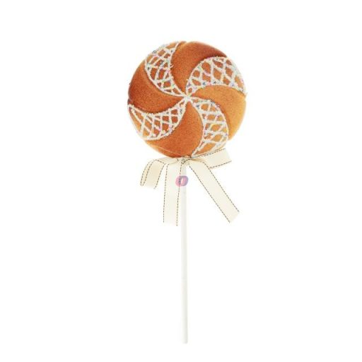 Mézeskalács nyalóka forgó mintás, óriás polyfoam 19,5x48x2,8 cm barna, fehér