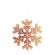   XL Mézeskalács hópehely akasztós polyfoam 22 cm barna, fehér