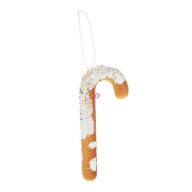   XL Mézeskalács cukorbot cukormázzal, akasztós polyfoam 17 cm barna, fehér