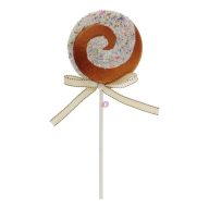   Mézeskalács nyalóka spirál mintával polyfoam 14,5x38x2,5 cm barna, fehér