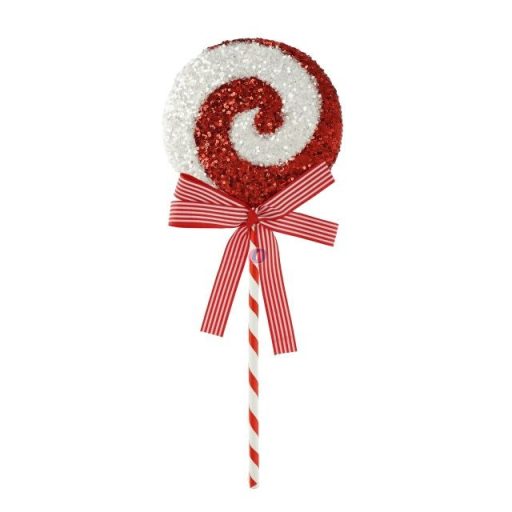 Nyalóka spirál mintás, óriás, flitteres polyfoam 20x48x32 cm piros, fehér