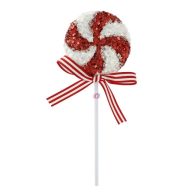   Nyalóka forgó mintás, flitteres polyfoam 10x26x2,8 cm piros, fehér