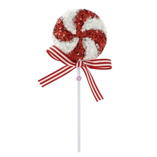 Nyalóka forgó mintás, flitteres polyfoam 10x26x2,8 cm piros, fehér