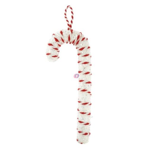 Cukorbot óriás akasztós, flitteres polyfoam 30x11x3,5 cm fehér, piros