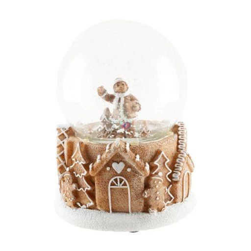 Hógömb mézeskalács figurával, LED-es (11,2 × 11,2 × 14,7 cm)