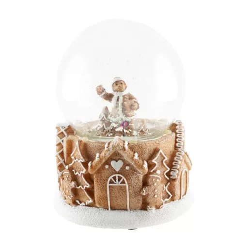 Hógömb mézeskalács figurával, LED-es (11,2 × 11,2 × 14,7 cm)