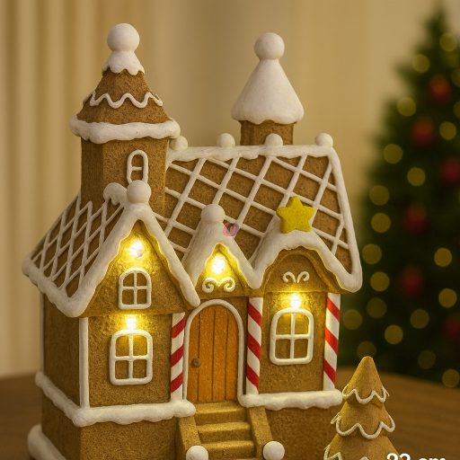 Dioráma Mézeskalács ház LED-es 19,5 cm