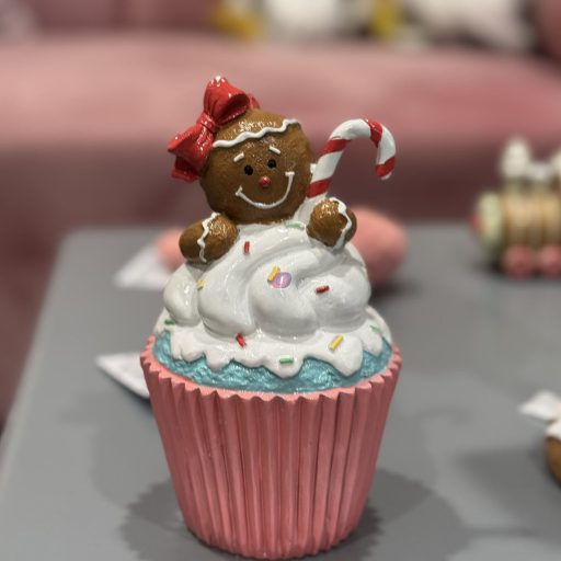 Mézeskalács figura muffin formában poly 9x9x16.5 cm barna, rózsaszín