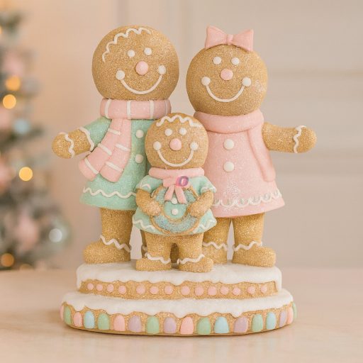 Dekor Mézeskalács család glitteres 22,5x11,5x26 cm