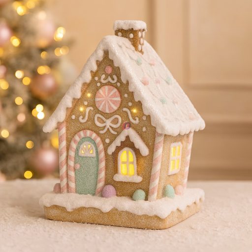 Dekor Mézeskalács ház glitteres v2 11,5x11x18 cm