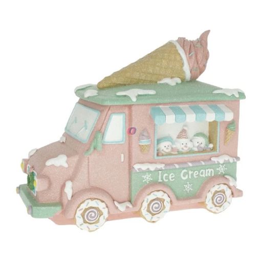 Karácsonyi Mézeskalács hatású jégkrémes autó glitteres (26 × 13,5 × 22 cm)