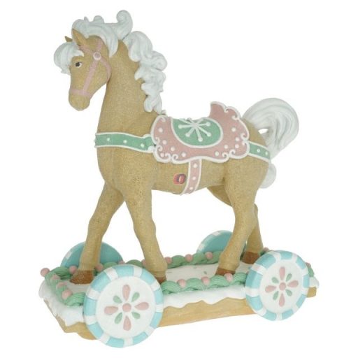 Mézeskalács játék ló glitteres poly 34,5x16x38 cm pasztell