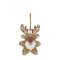 Mézeskalács szarvas glitteres, akasztós poly 8,5x2,5x12 cm barna, fehér