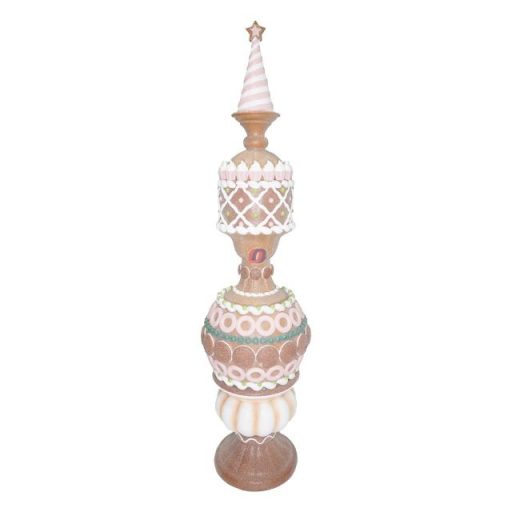 Cukormázas sütitorony glitteres poly 26x26x108 cm barna, fehér