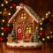 Mézeskalács ház glitteres, LED-es (20 × 16,5 × 24,5 cm)