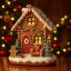 Mézeskalács ház glitteres, LED-es (20 × 16,5 × 24,5 cm)