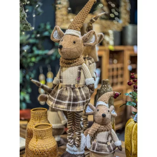 Egér fiú, lány, teleszkópos lábbal textil 25x21x100 cm barna, bézs 2 féle
