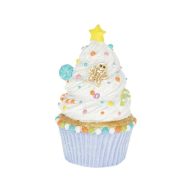   Karácsonyi muffin glitteres poly 5,6x5,6x9,4 cm fehér, lila