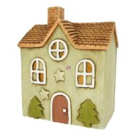 Ház LED-es magnézia 22,5x15,6x28 cm zöld, barna