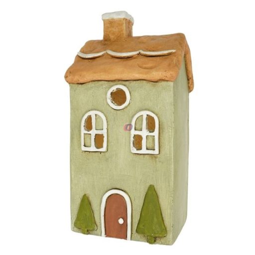 Ház LED-es magnézia 17,8x16x35,5 cm zöld, barna