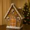Mézeskalács ház LED-es poly 19,9x9,5x23 cm barna, fehér