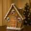Mézeskalács ház LED-es poly 19,9x9,5x23 cm barna, fehér