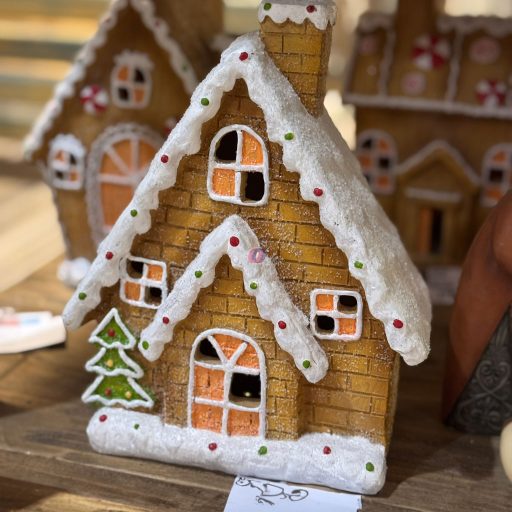 Mézeskalács ház LED-es magnézia 34,5x15x40 cm barna, fehér