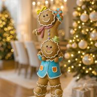   Mézeskalács figurák, glitteres magnézia 21,5x10,7x50,6 cm barna, kék