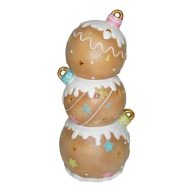   Mézeskalács gömbök LED-es, glitteres magnézia 27,5x27,5x60,8 cm barna, fehér