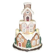   Mézeskalács ház LED-es magnézia 35x35x50,5 cm barna, fehér