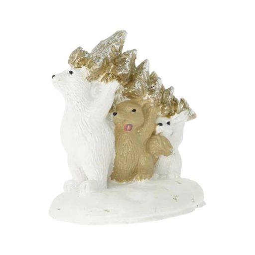 Jegesmedve fával, mókussal 6,1x5,9x6,4 cm