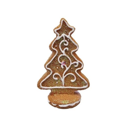 Mézeskalács fenyőfa csillaggal, álló glitteres 5,1x3x8 cm