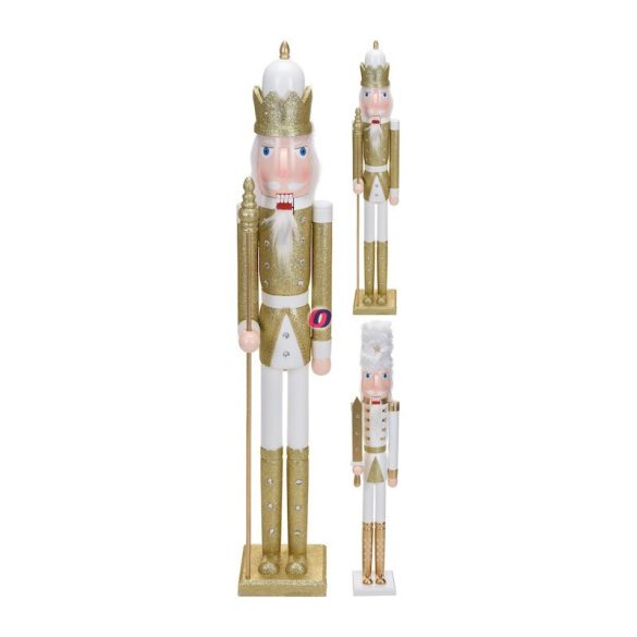 XL Diótörő figura Luxury  fa 106 cm arany/fehér 2 féle karácsonyi figura