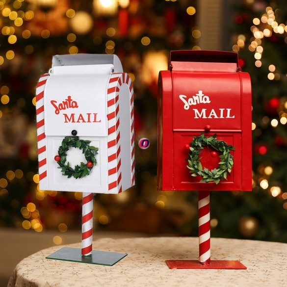 FEHÉR - Karácsonyi postaláda fém 37cm 2 féle választható kivitel