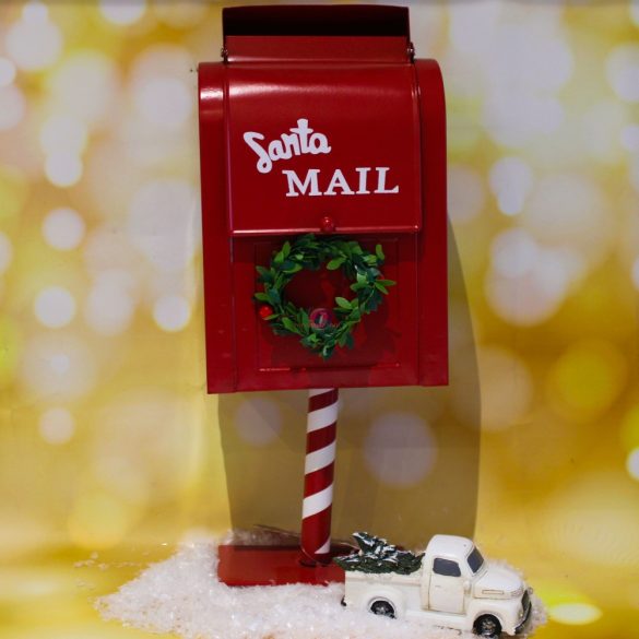 FEHÉR - Karácsonyi postaláda fém 37cm 2 féle választható kivitel