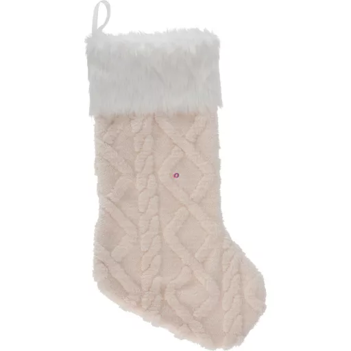 Luxury Óriás Mikulás plüss zokni/csizma kandallóhoz piros/krém 50 cm