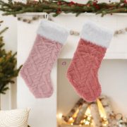   Luxury Óriás Mikulás plüss zokni/csizma kandallóhoz rózsaszín 50 cm